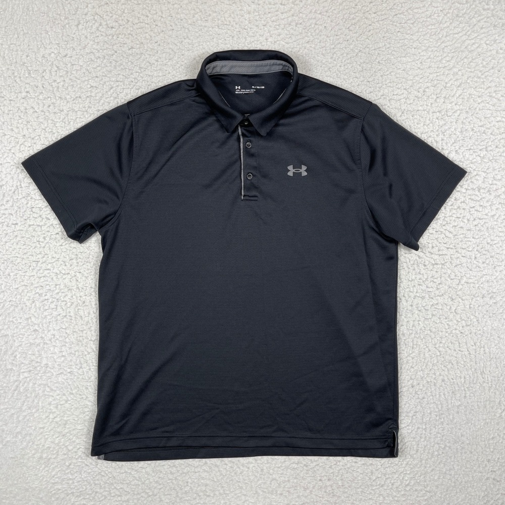 Under Armour Polo Shirt Mens XL Black Performance Short Sleeve Golf 24934